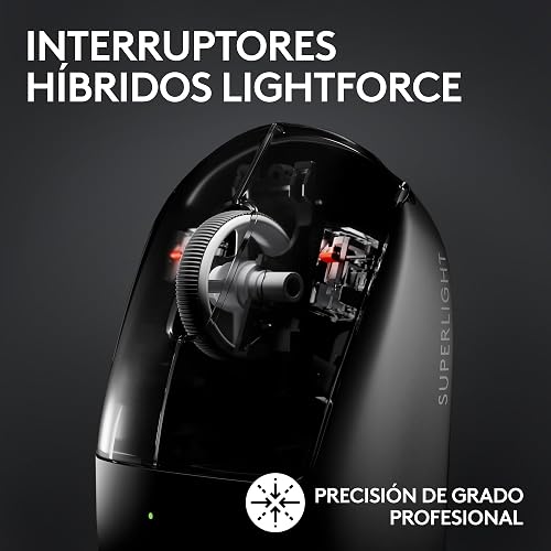 Logitech G Pro X Superlight 2 Lightspeed Mouse Inalámbrico de Juegos, Ligero, Interruptor Híbrido LIGHTFORCE, Sensor Hero 2, 32,000 dpi, 5 BOT. Programables, Carga USB-C, PC y Mac - Blanco