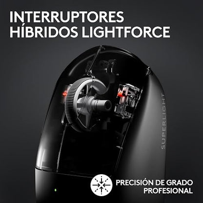 Logitech G Pro X Superlight 2 Lightspeed Mouse Inalámbrico de Juegos, Ligero, Interruptor Híbrido LIGHTFORCE, Sensor Hero 2, 32,000 dpi, 5 BOT. Programables, Carga USB-C, PC y Mac - Blanco