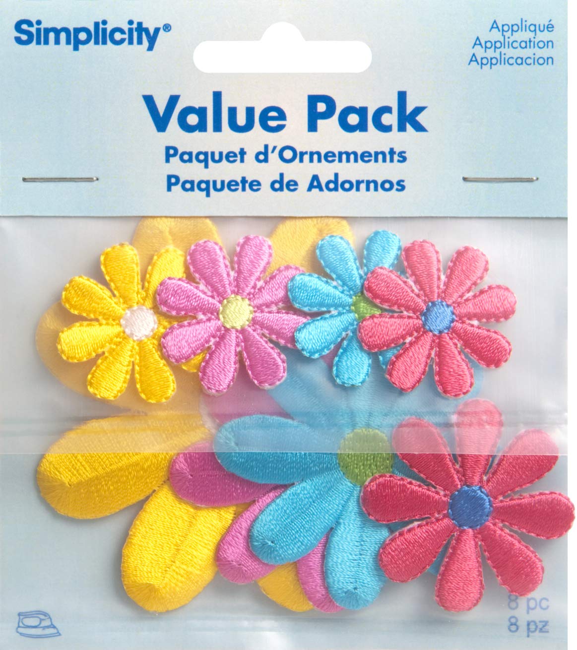 Simplicity Paquete de 8 Flores de Margarita Surtidas para Planchar en Apliques