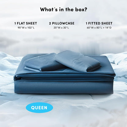 Comfort Spaces Coolmax Moisture Wicking Sheet Set Super Soft, Fade Resistant, 16" Deep Pocket, All Around Elastic - Warm Weather Cooling Sheets for Night Sweats, Queen, Teal 4 Piece
