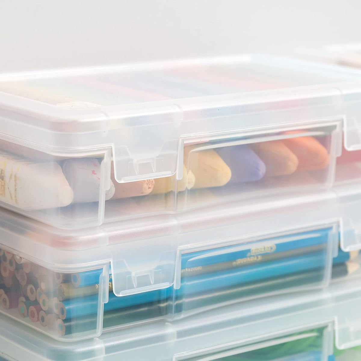 IRIS USA Organizadores de Cajas Plásticas Medianas, 10 Piezas, Claras | Contenedores para cuentas con tapa de broche, ideales para manualidades, recortes, calcomanías y porristas