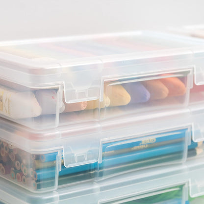 IRIS USA Organizadores de Cajas Plásticas Medianas, 10 Piezas, Claras | Contenedores para cuentas con tapa de broche, ideales para manualidades, recortes, calcomanías y porristas