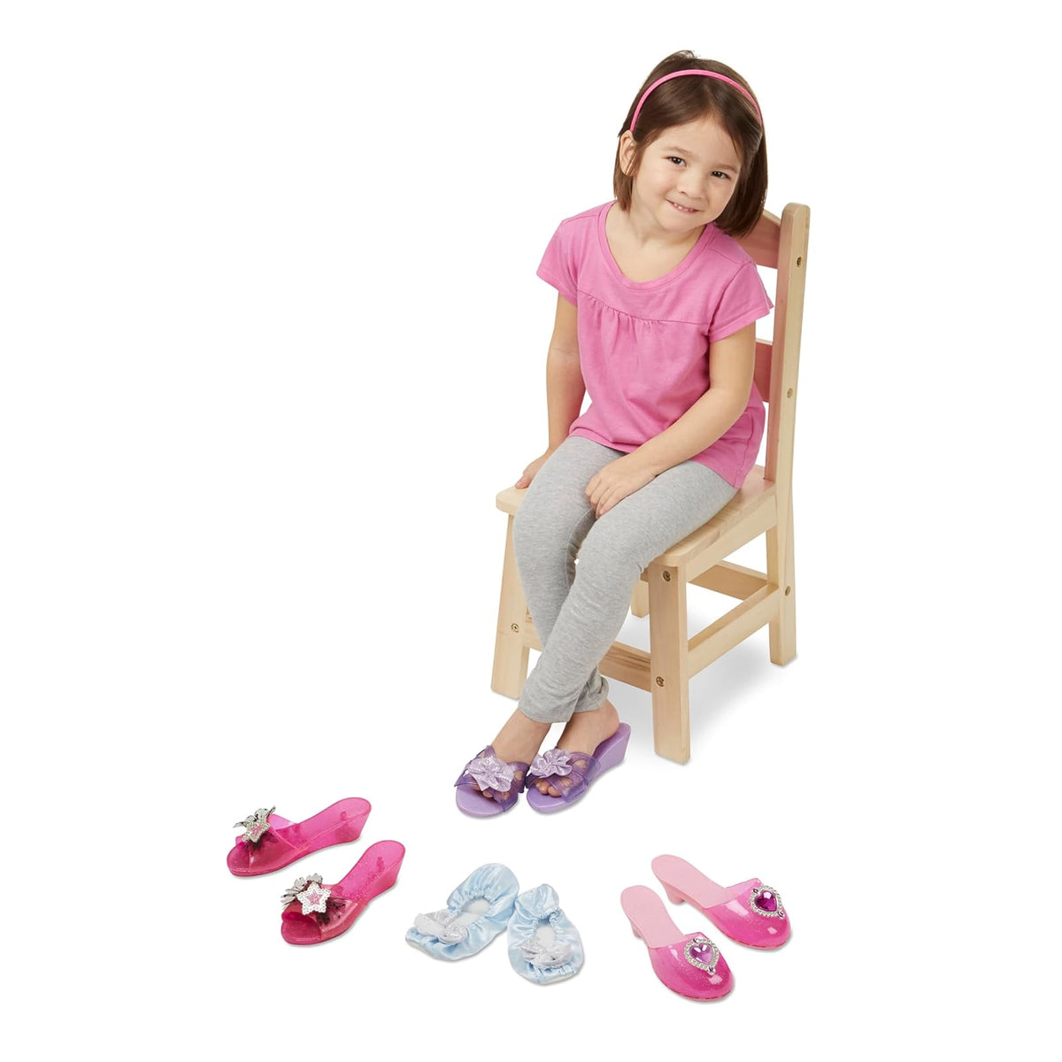 Melissa & Doug Zapatos de Disfraz, ¡Salir con estilo! Colección de Juego de Rol, 4 Pares de Zapatos, Juego de Imitación