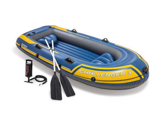 INTEX Challenger - Serie Inflable para Botes: Incluye remos de Lujo y Bomba de Alto Rendimiento, PVC superfuerte, cámaras de Aire triples - Cerraduras de remos soldadas - Mango de Agarre Resistente