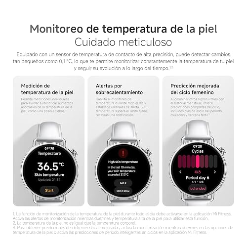 XIAOMI Watch S4 41mm con GPS, iOS & Android, Negro | Pantalla AMOLED de 41mm, Hasta 8 días de Batería, 150+ Modos Deportivos, Ciclo Menstrual, Correa Fluororubber