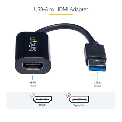 StarTech USB32HDES - Adaptador de Video USB 3.0 a HDMI, Cable Convertidor Compacto, Compatible con Windows XP (32/64), Vista (32/64), 7(32/64), 8 / 8.1 (32/64), 10 (32/64)