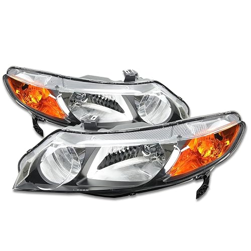 DNA Motoring HL-OH-HC064D-BK-AM Faros Delanteros de Repuesto para Civic Sedán 4 Puertas 06-11, Negro