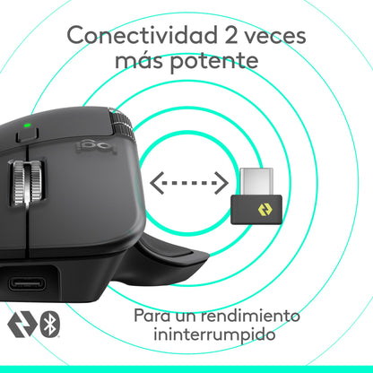 Logitech MX Master 4 Mouse Inalámbrico de Alto Desempeño, Scrolling Ultra-rápido, 8K dpi, Seguimiento sobre Vidrio, Clics Silenciosos, USB-C, Bluetooth - Grafito