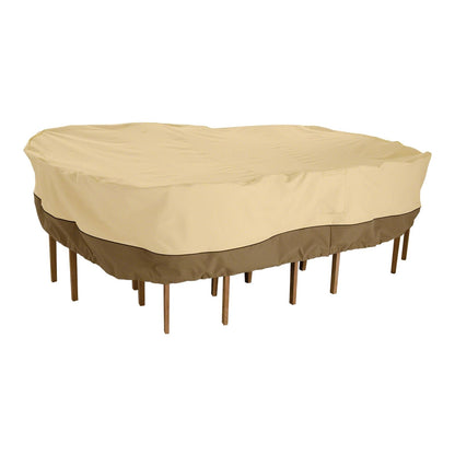 Classic Accessories 70932 - Juego de Mesa y Silla para Patio, Ovalada, Rectangular, Resistente al Agua, Funda para Muebles de Exterior, Piedra Grande, hasta 108 Pulgadas de Largo