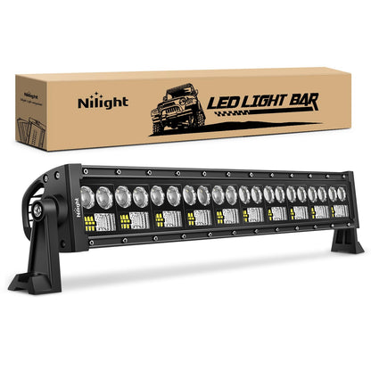 Nilight 73003C-A Barra Luz LED 22" 150W 7D 15000lm Combo Puntos Inundación Doble Fila Luces Conducción Negro para Camión SUV ATV UTV Barco 2 Años Garantía - Light Bar