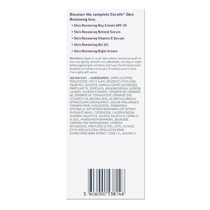 Aceite de gel CeraVe, 1 onza, suero de gel antienvejecimiento para hidratación facial, sin fragancia y no comedogénica