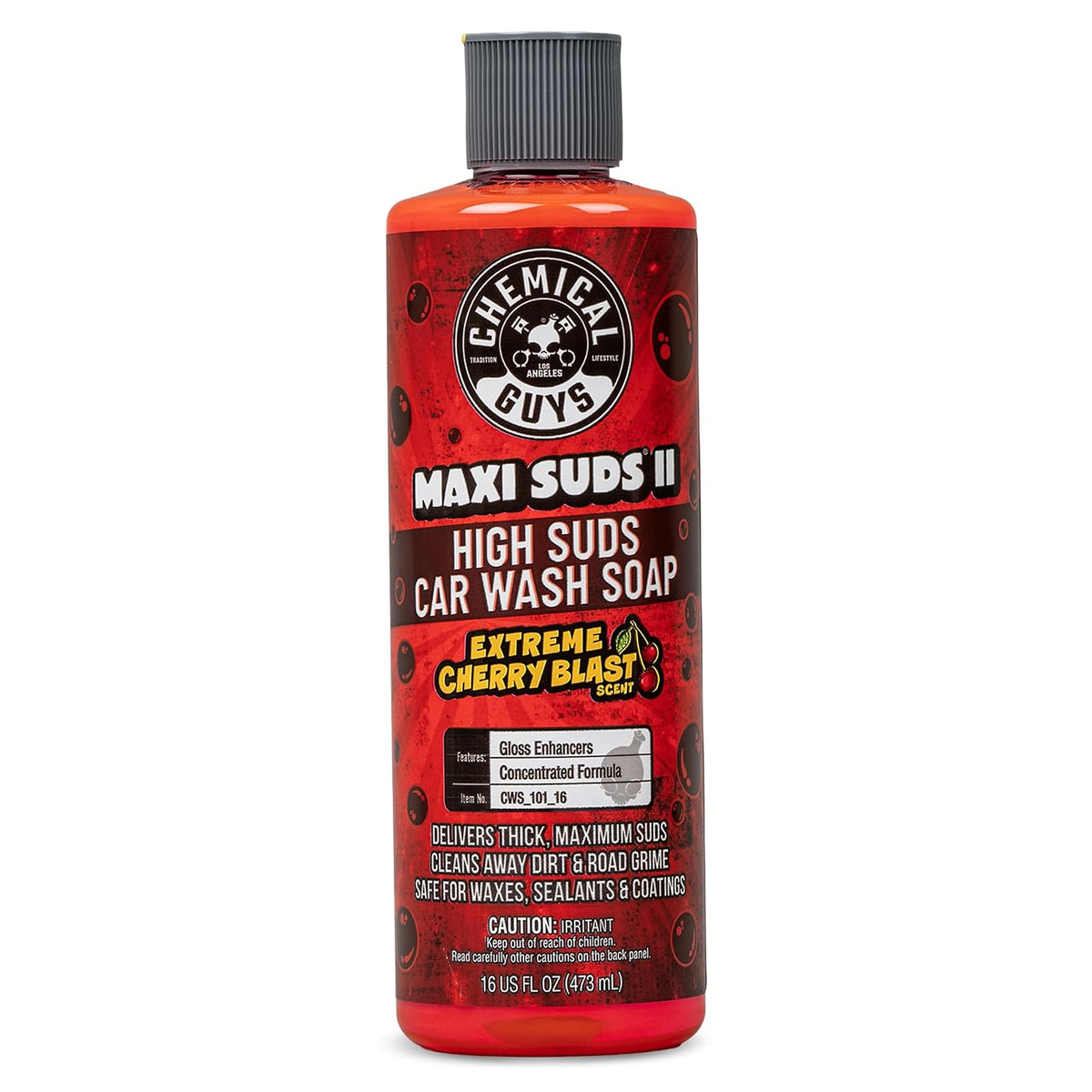 Chemical Guys Maxi-Suds II Jabón Espumoso para Lavado de Autos - 16 fl. OZ - Esencia de cereza