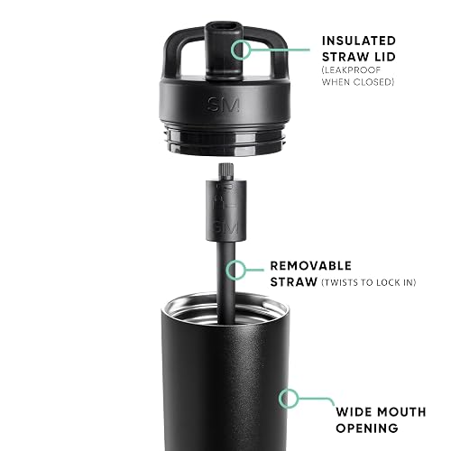 Simple Modern Botella de Agua para Niños con Tapa de Popote | Termo Aislado de Acero Inoxidable | Botellas de Agua para Niñas, Escuela y Deportes | A Prueba de Fugas y Libre de BPA| Mesa Colección | 475ml | Forest