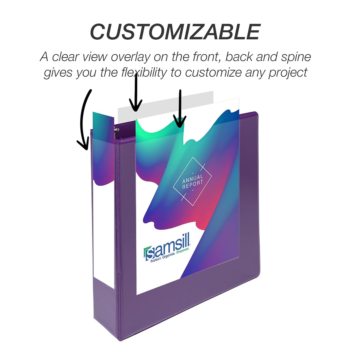 Samsill - Carpeta de 3 anillas duradera de 2 pulgadas, fabricada en Estados Unidos, carpeta de anillos en D, tablero de aglomerado FSC 100% reciclado, morado