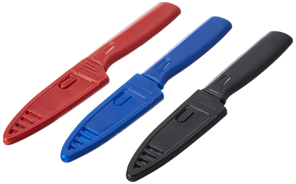 Mercer Culinary M33914 Non Stick Paring Knives with ABS Sheaths, Multicolor, 4"