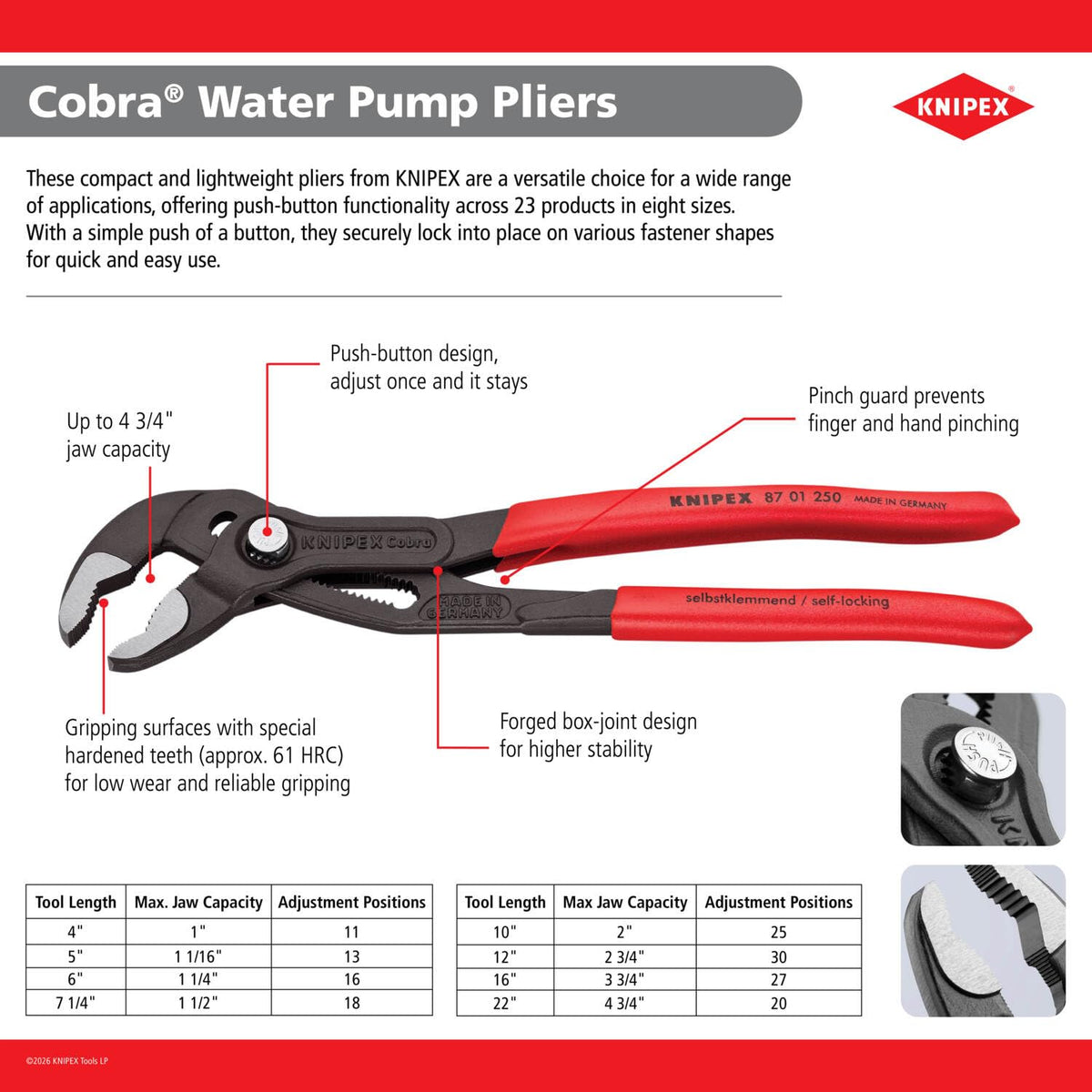 KNIPEX Cobra - Alicates para bomba de agua