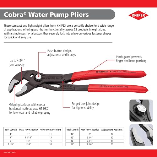 KNIPEX 87 03 180 Cobra Pliers