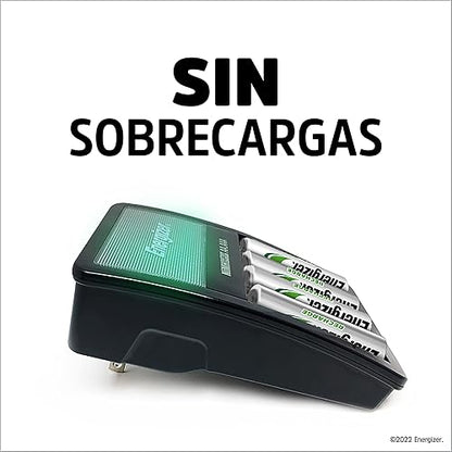 Energizer CHVCM3-US Pilas Recargables, Capacidad 4 Pilas | Compatible con pilas recargables NiMH, apagado automático para una carga segura.