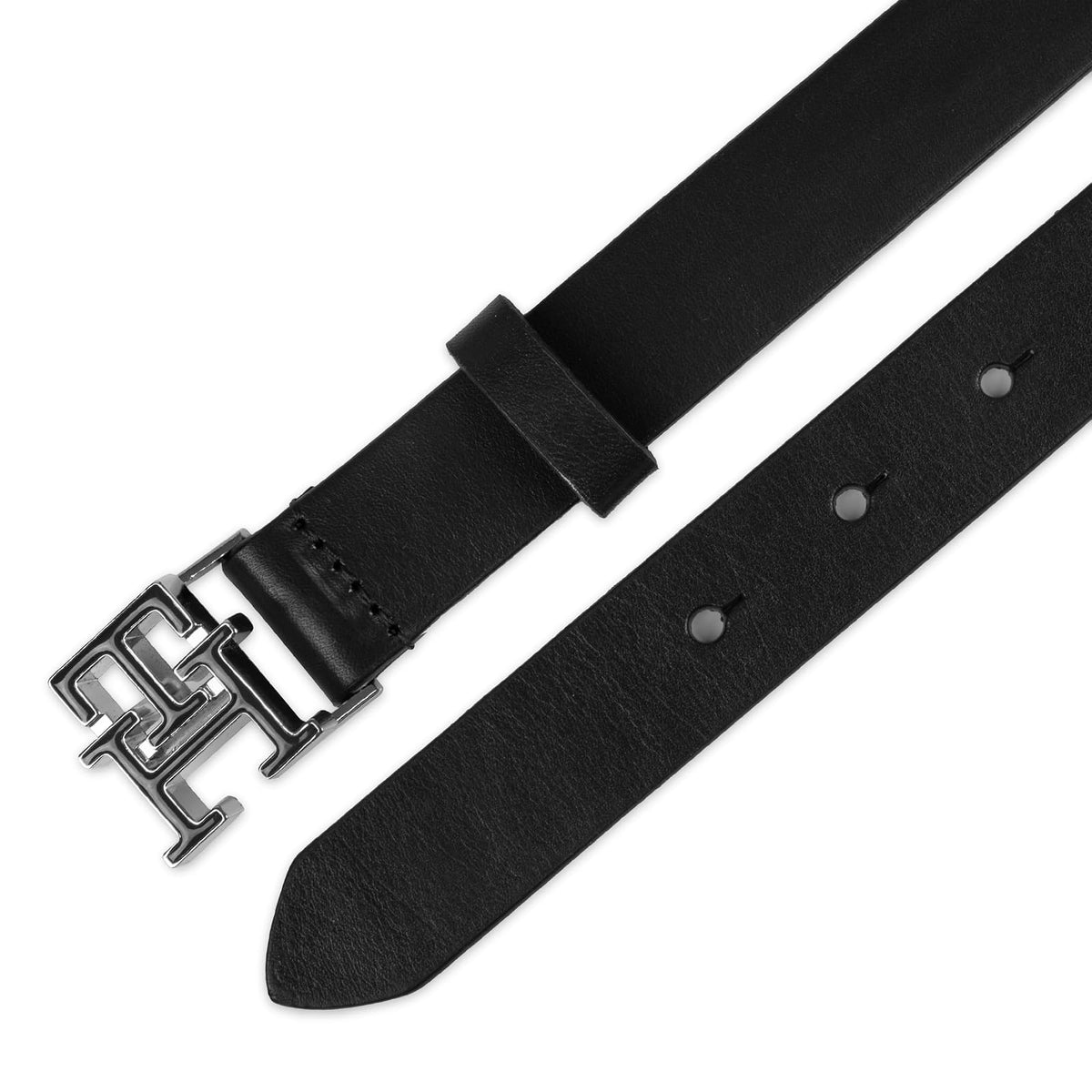 Tommy Hilfiger Slim 1" Enamel Th Plaque Buckle Belt Cinturón Mujer