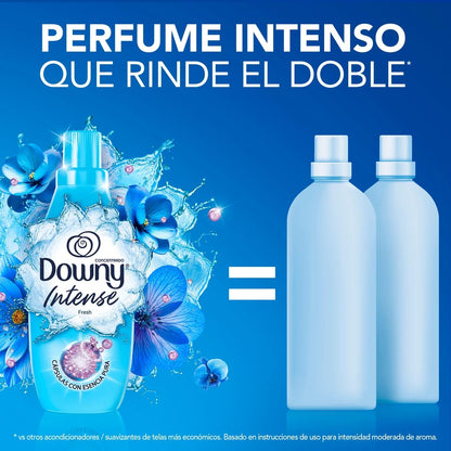 Downy Intense Fresh Suavizante de Ropa, Aroma con Notas Frescas, 24/7 Oliendo Rico, 4.8L, Perfume Fresco que Rinde el Doble