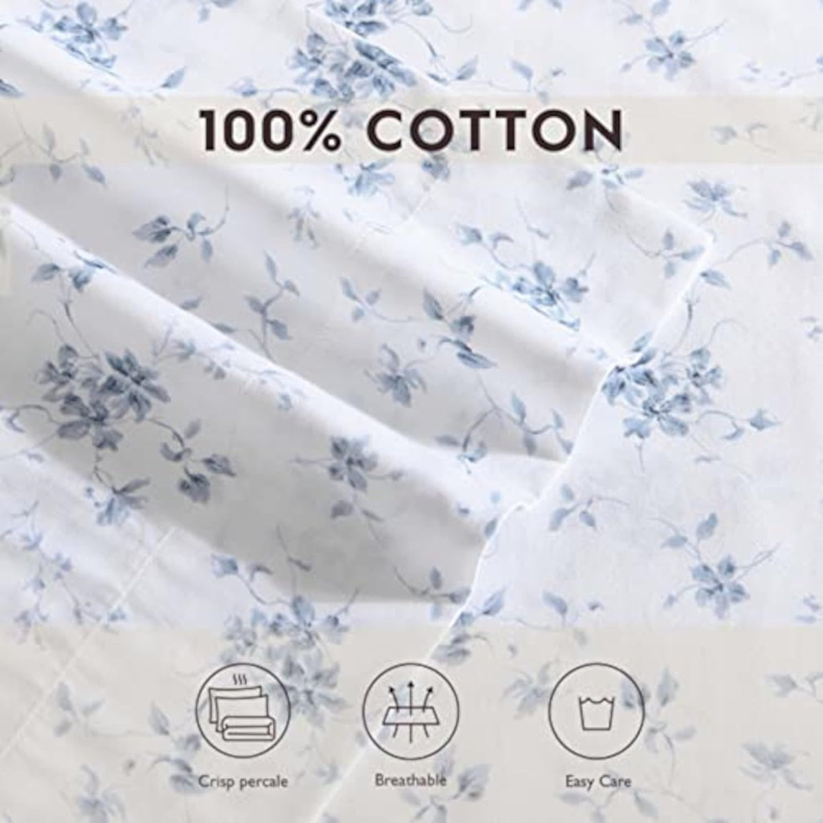 Laura Ashley - Juego de Funda de Almohada de satén de algodón estándar | Satén de algodón suave, tacto suave y sedoso, acabado resistente a las arrugas, incluye 2 fundas de almohada