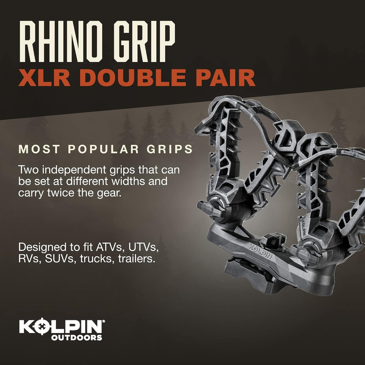 Kolpin 21551 Agarre Rhino Doble Negro, 2 Unidades