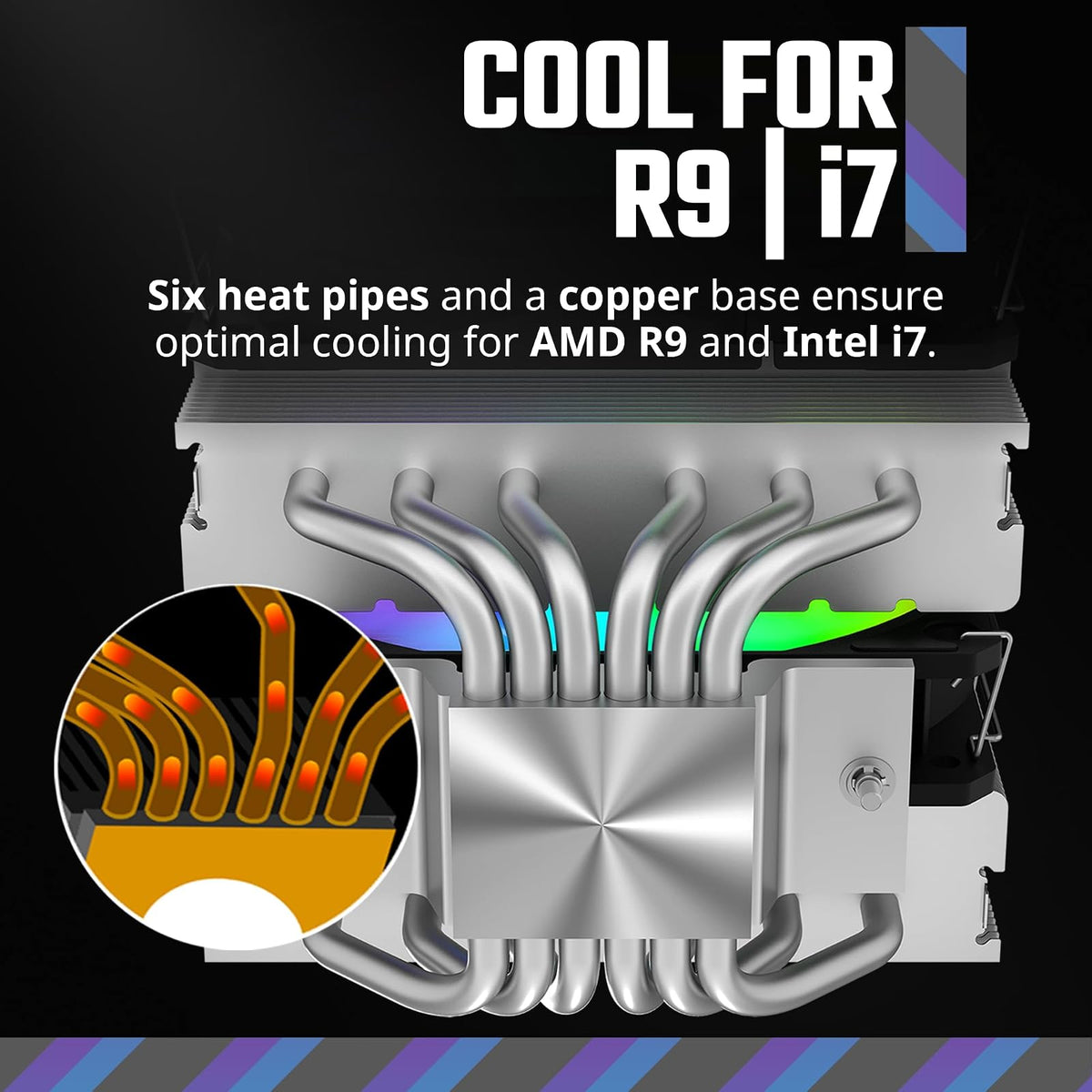 Cooler Master Hyper 620S - Enfriador de aire para CPU de doble torre, ARGB Sync, ventilador PWM de 120 mm, 6 tubos de calor de contacto directo de cobre, 154,9 mm de alto, plata RR-D6NA-17PA-R1