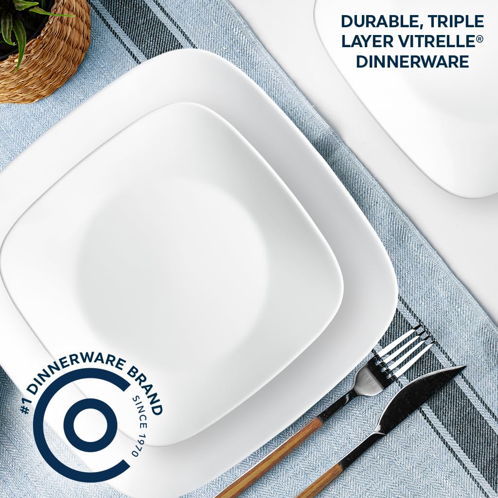 Corelle Square Pure White 22.9cm Plate Set (6-Piece)