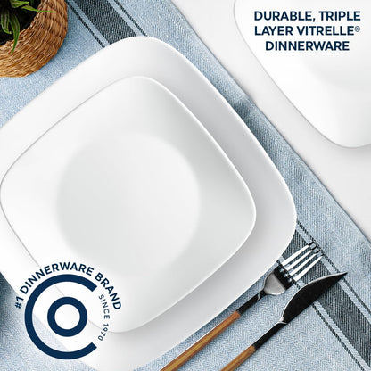 Corelle Square Pure White 22.9cm Plate Set (6-Piece)