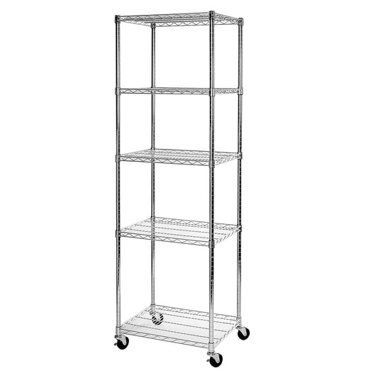 Seville Classics UltraDurable Heavy Duty NSF Solid Steel Wire Rack Storage Unit, Organizer for Garage, Warehouse, Office, Restaurant, Classroom, Kitchen, Steel, 5-Tier Shelving, 24" W x 18" D