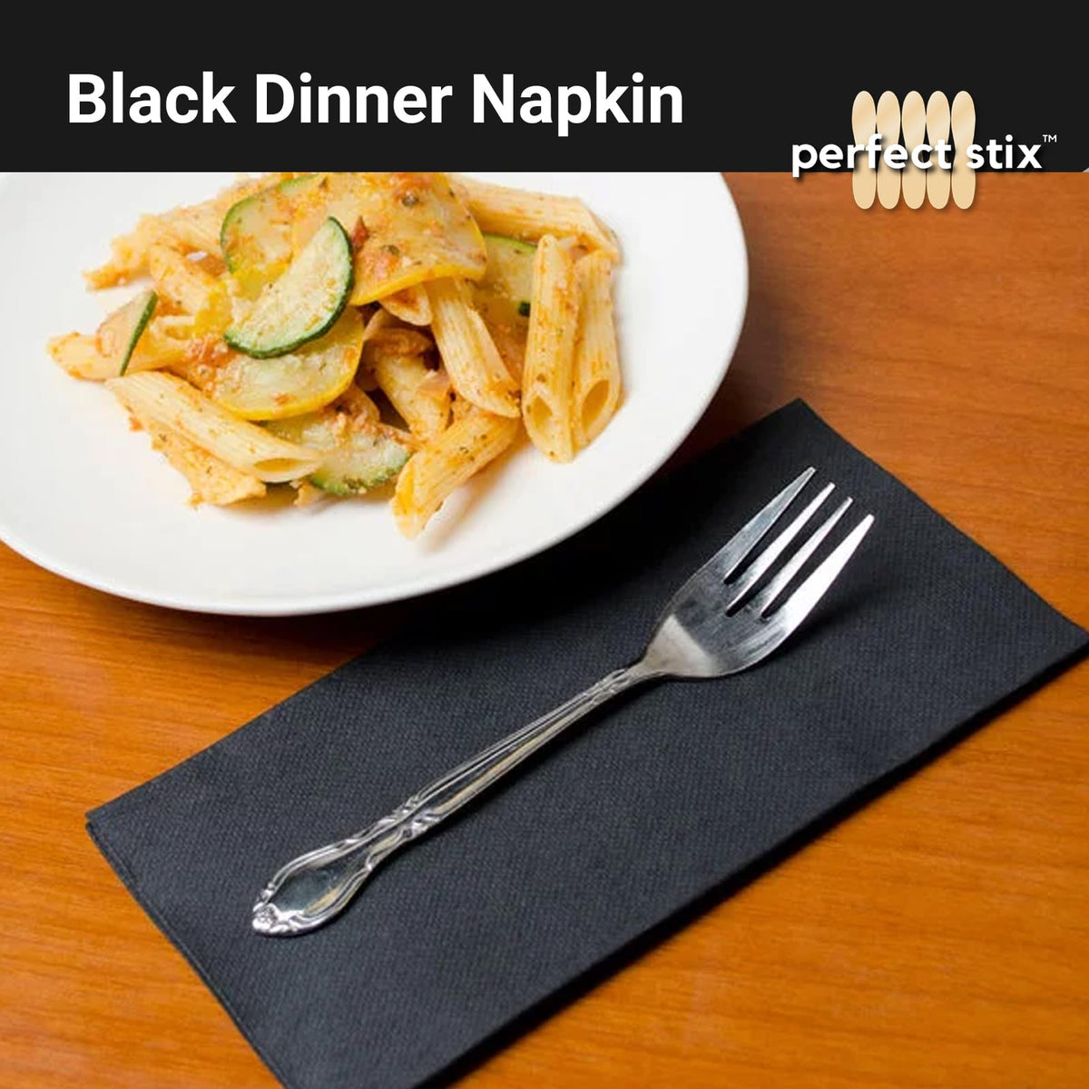 Perfectware - Servilletas de cena de 2 capas, color negro, paquete de 125 unidades