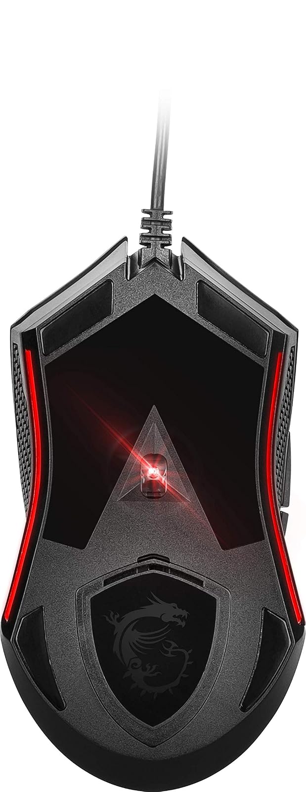 MSI Clutch GM08 - Ratón para juegos simétrico USB, LED rojo, sensor óptico PAW 3519 (4200 DPI), conmutador de hasta 10 mln de clics, sistema de pesas modificables, color negro
