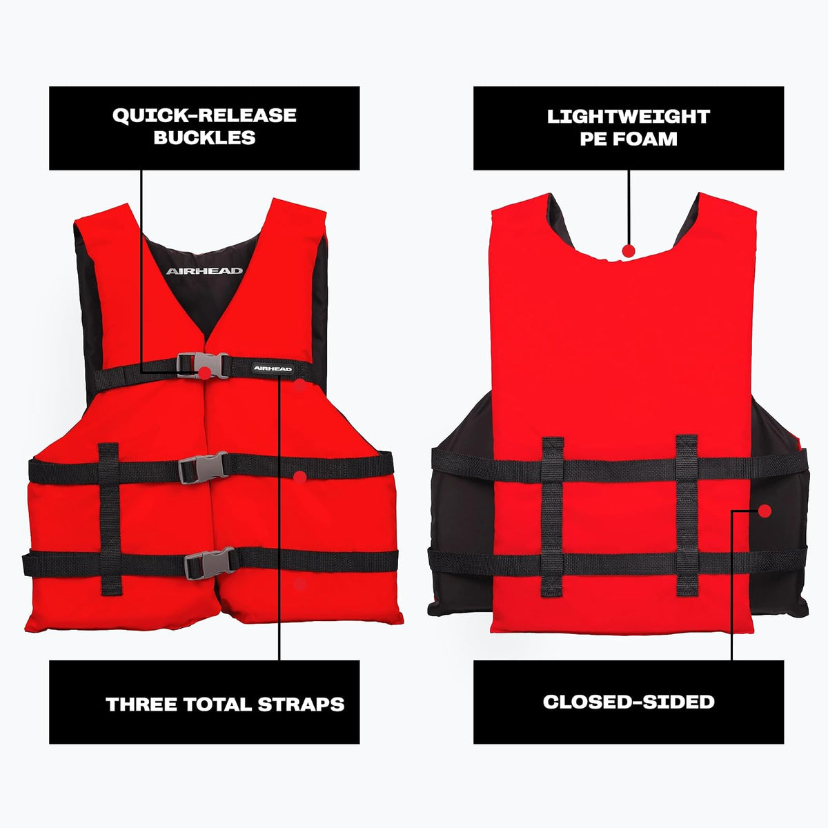 AIRHEAD General All Purpose Life Jacket, US Coast Guard Approved Type III Life Vest, Perfect for Boating and Personal Watercraft Use
