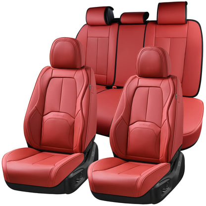 Coverado Fundas de Asiento de Coche, Juego Completo de Fundas de Asiento de Coche, Impermeable, con Soporte Lumbar, Fundas de Asiento de automóvil, Ajuste Universal para la mayoría de Coches, SUV - A-Rojo - Fullset