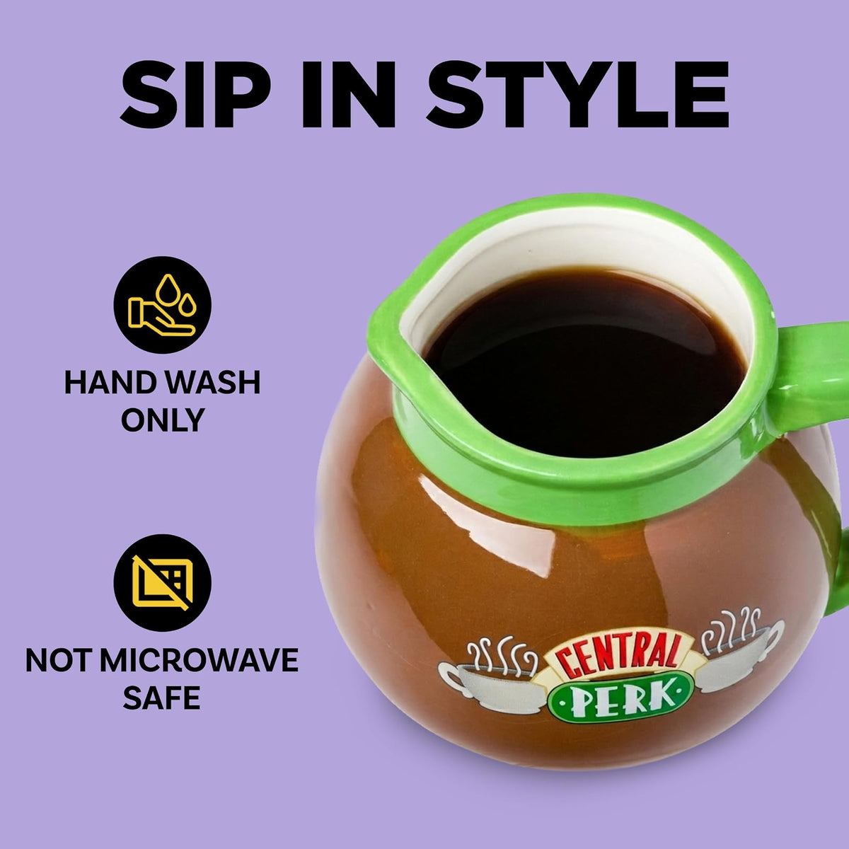 Silver Buffalo Friends Central Perk - Cafetera de cerámica 3D esculpida taza, 20 onzas