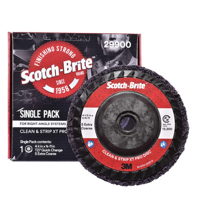 3M Scotch-Brite Clean and Strip XT Pro Disc, XO-DC, SiC extra grueso, T27, 4-1/2 pulgadas x 5/8"-11, carburo de silicio corta agresivamente y deja un acabado fino, resiste la carga, morado