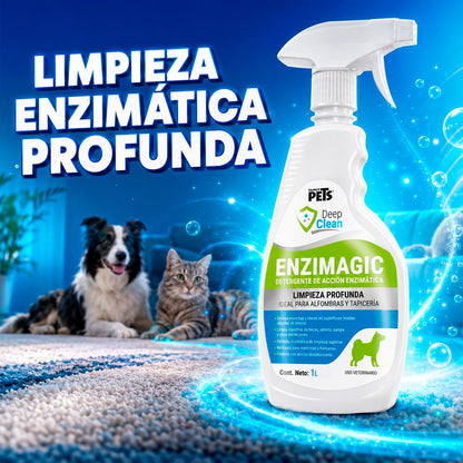 Fancy Pets Deep Clean Enzimagic Limpiador Eliminador de Manchas y Olores de Perros y/o Gatos en Alfombras, Tapicería y otras Telas con 1 Litro