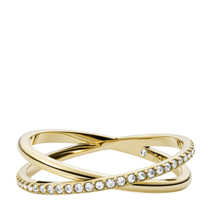 Anillo tipo alianza Fossil Ellis JF03752710 de acero inoxidable de color dorado para dama, talla 7