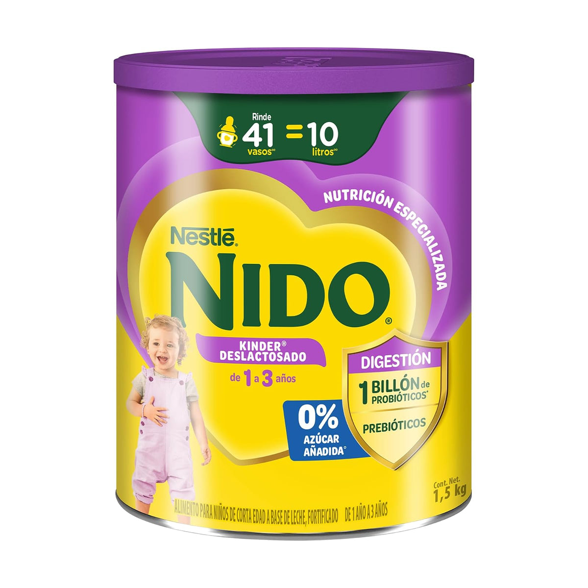 NIDO Kinder 1+ Deslactosado Alimento para Niños, Lata 800 g - 1500 Gramos