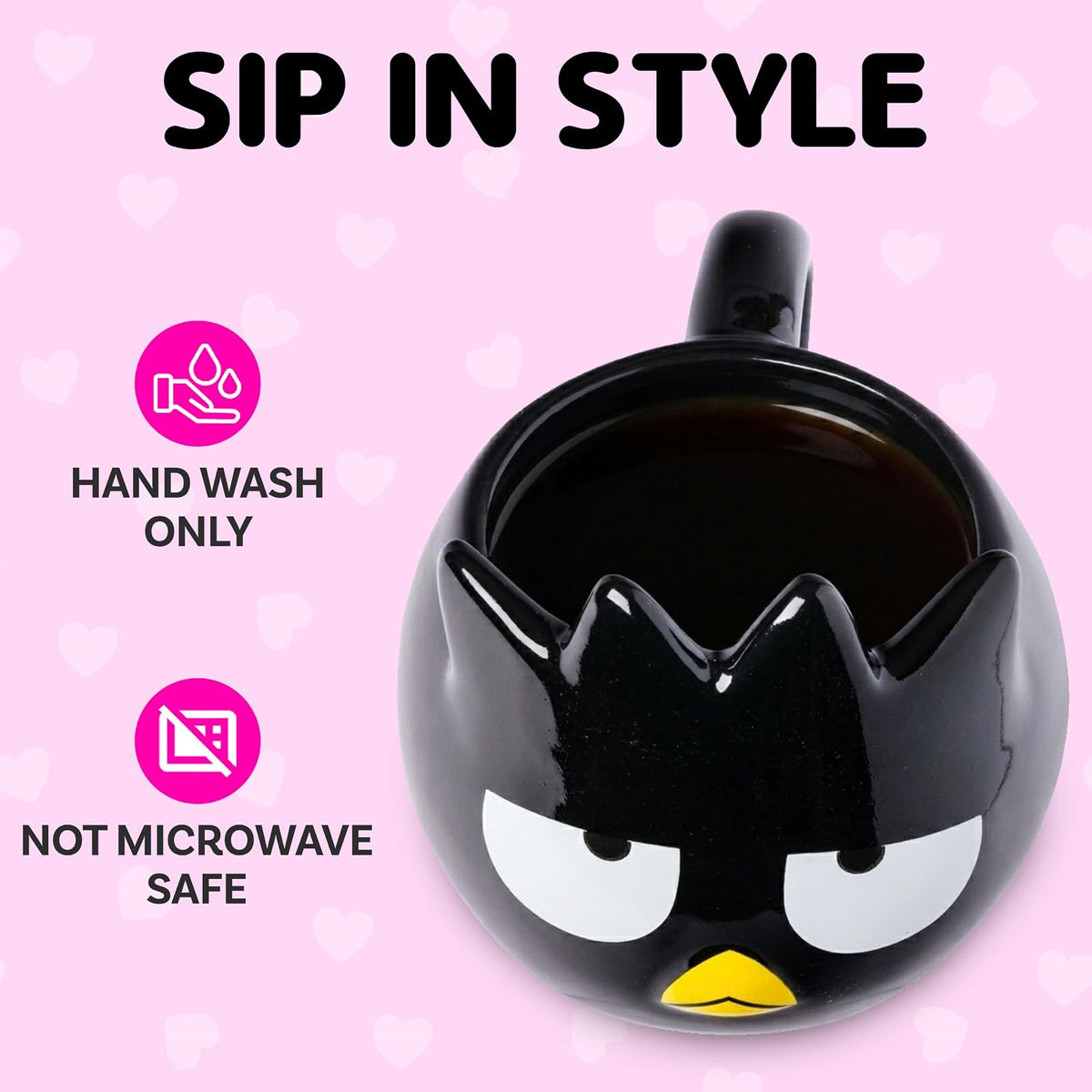 Silver Buffalo Sanrio Hello Kitty and Friends Badtz-Maru - Taza esculpida 3D de cerámica, 20 onzas