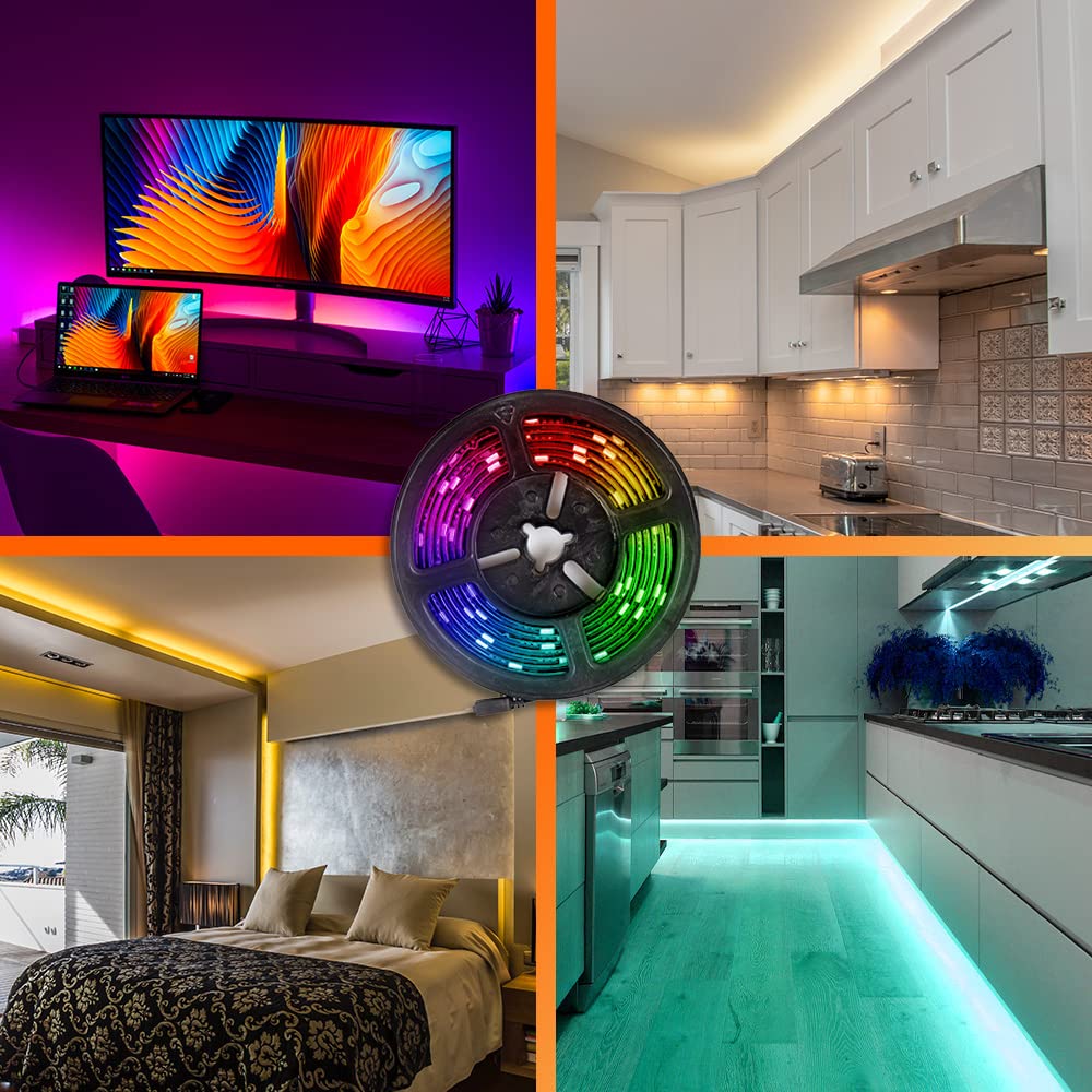 Tecnolite Tira LED RGB Bluetooth 2 Metros 4W - Luz de Colores + Blanca, Configuración mediante App móvil, Interiores, 1 Pieza