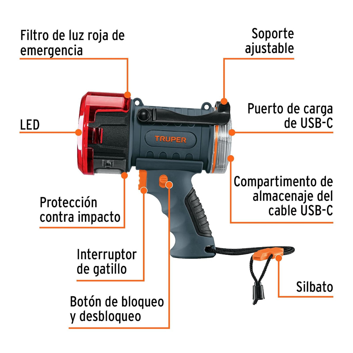 Truper LARE-900, Lámpara de LED 900 lm recargable alta potencia