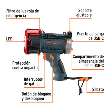 Truper LARE-900, Lámpara de LED 900 lm recargable alta potencia