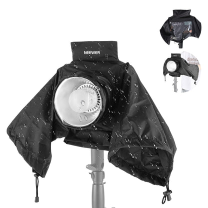 NEEWER Cubierta de Lluvia para Flash Strobe Exterior Q4, Impermeable Lente Cámara Nylon con Ventana Visual, Mangas, Cierres Táctiles, Cordones, Solo Compatible con NEEWER Q4 Luz Estroboscópica, CQP1