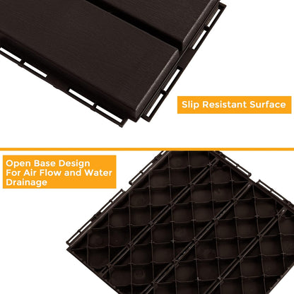 ASTEROUTDOOR - Azulejos entrelazados de plástico impermeable para exteriores, 12 x 12 pulgadas, para patio, jardín, terraza, piscina, interior, exterior, 27 piezas, café