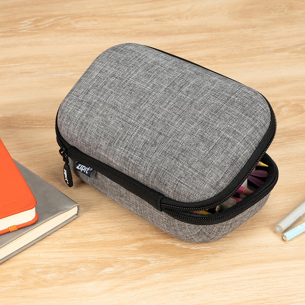 ZIPIT Estuche organizador gris, Caja resistente de gran capacidad, Estuche escolar y para accesorios personales