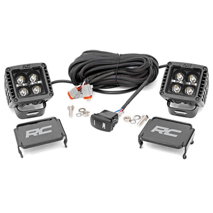 Rough Country 70903BLKDRL Black Series 2" LED DRL Blanco Cuadrado CREE Cube Par Spot para SUV/Camiones