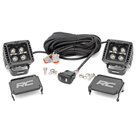 Rough Country 70903BLKDRL Black Series 2" LED DRL Blanco Cuadrado CREE Cube Par Spot para SUV/Camiones