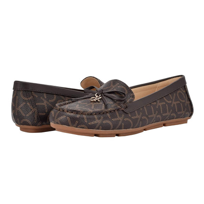 Calvin Klein Linca Mocasines para Mujer - 25.5 cm - Logotipo de Espresso