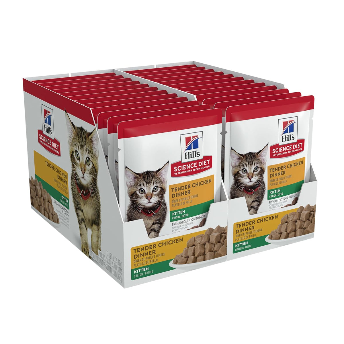 Hill's Science Diet Alimento Húmedo para Gatito Pollo 24 Pack 79G | Alimento húmedo Hill's para gato, pollo real, crecimiento sano, desarrollo cerebral con DHA, soporte inmunológico